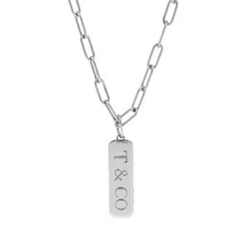Tiffany Co TCO Bar Necklace Platinum Diamond